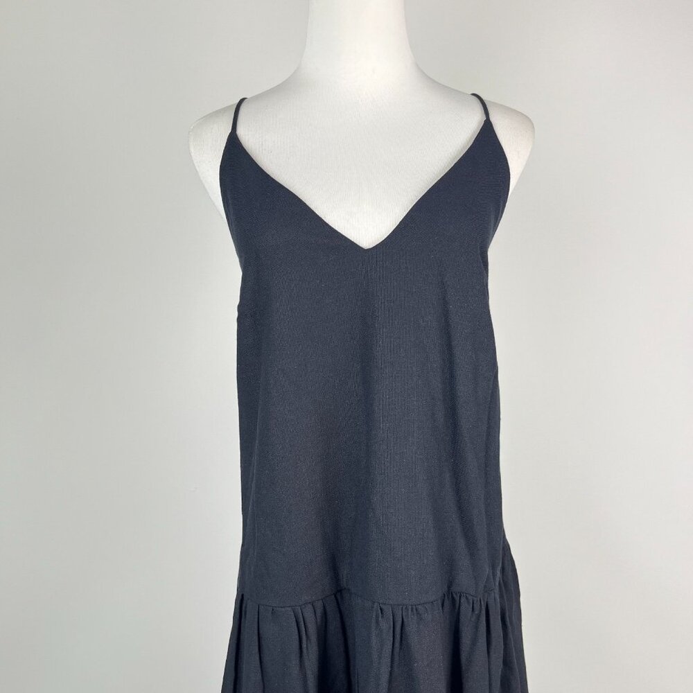 NWOT Farm Rio Linen Blend Black Sleeveless Layer Tiered Maxi Dress Size L - Picture 6 of 15